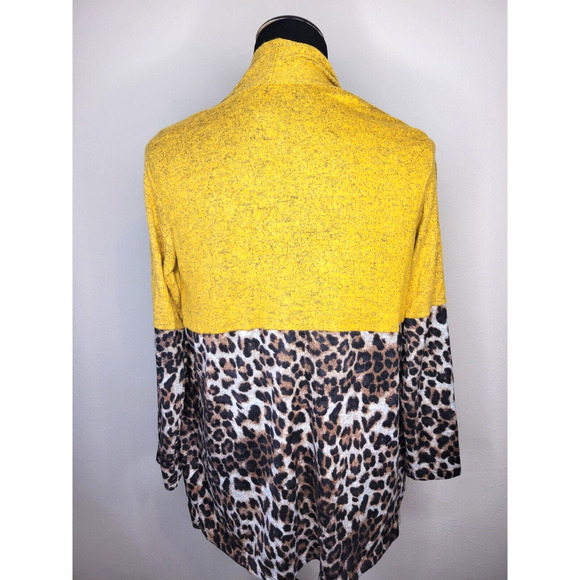 Grateful Hearts Cascade Cardigan Women's Small two tone leopard & yellow Soft - Picture 2 of 6